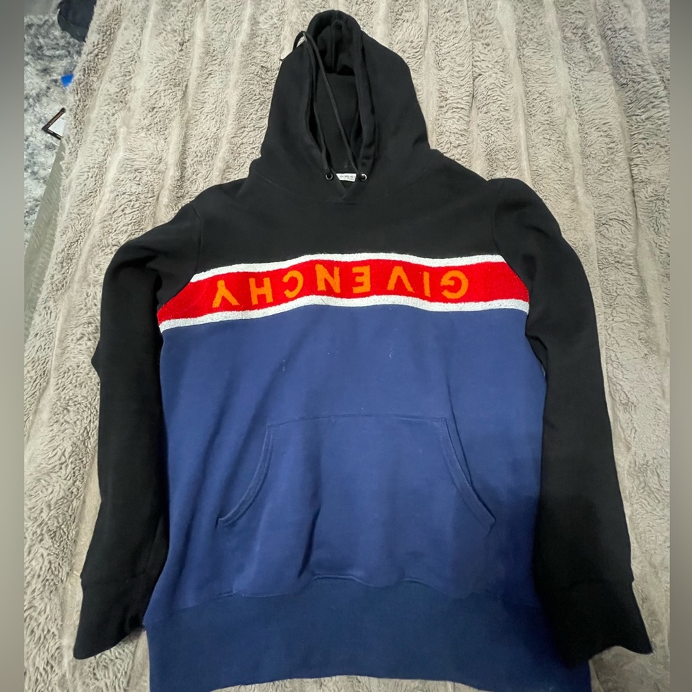 Givenchy Black and Blue Color-Blocked Hoodie